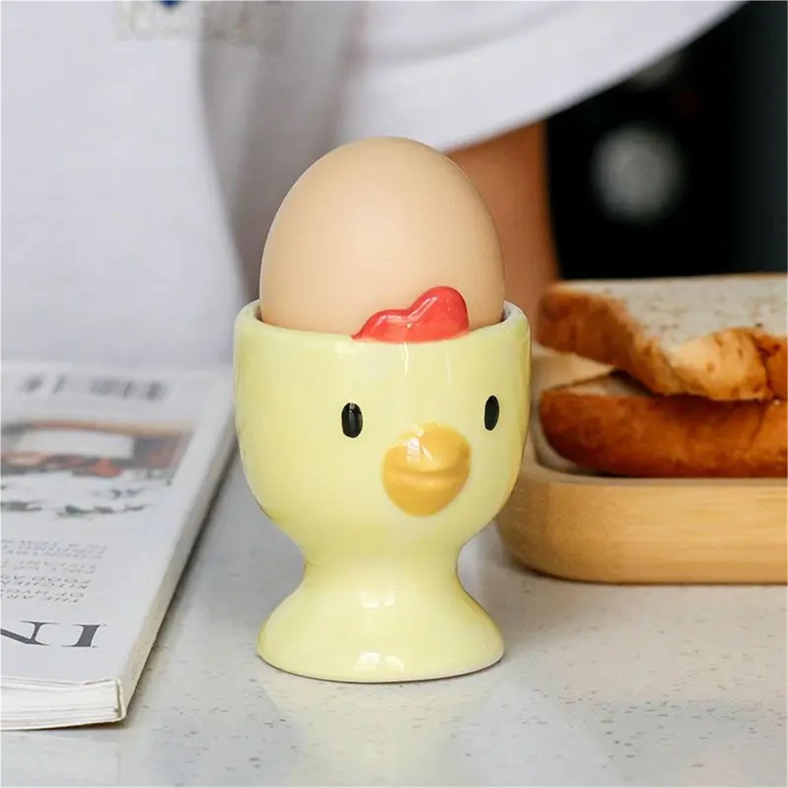 Eierbecher, 2pc Keramik Cartoon DesignDecoration Kreative Nette Frühstück Ei(Color 2)