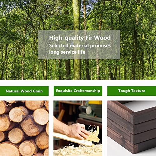 Giantex Raised Garden Bed, Wood Planter Box, Outdoor Planting Bed For Vegetable Flower, Square Planter For Patio And Lawn, 24''Lx24''Wx10''H, Brown #TOP6