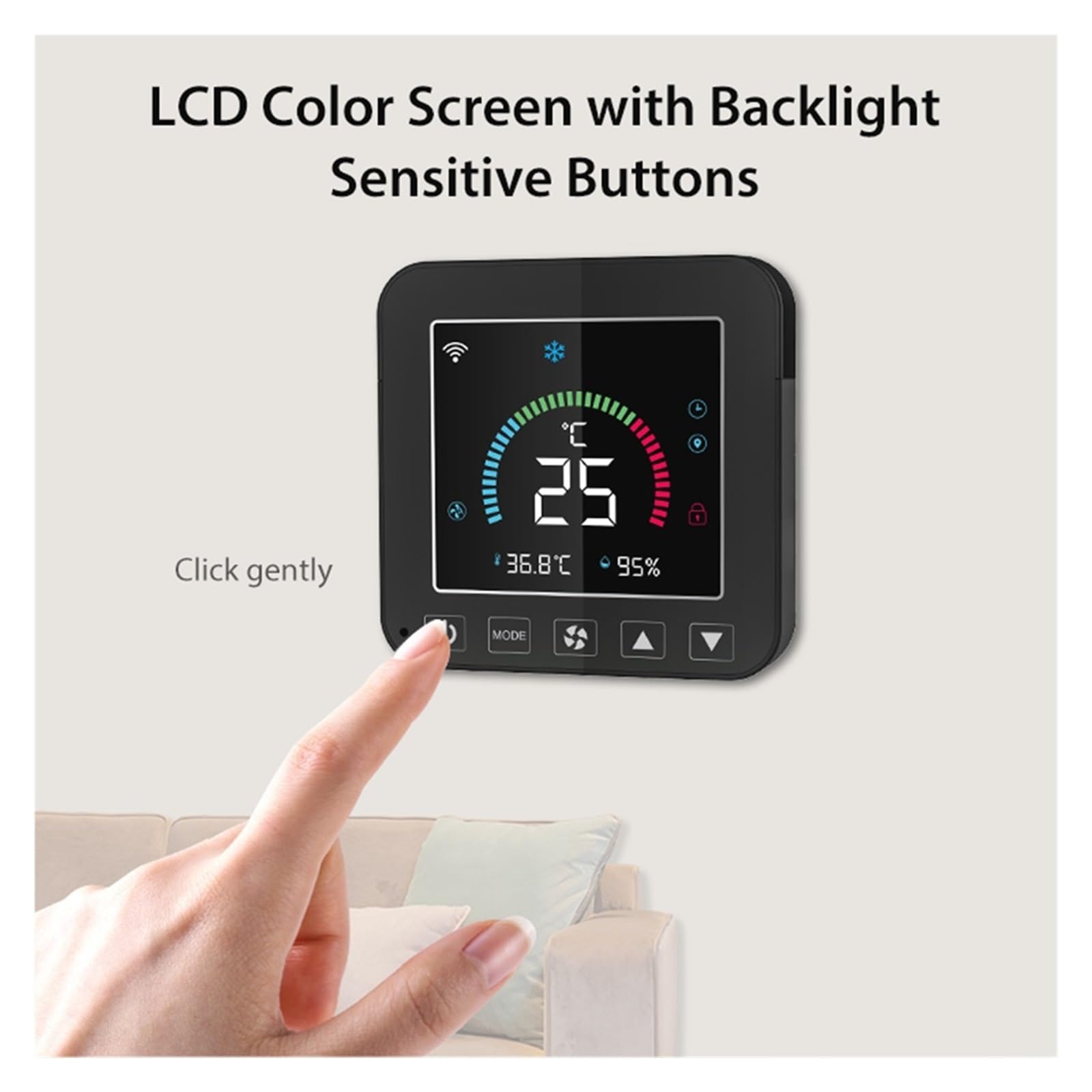 Digitaler Thermostat, Tuya WiFi-Thermostat, Klimaanlagen-Temperatur-Feuchtigkeits-Infrarot-Controller, USB-Power-LCD-Touchscreen(2 Pcs)