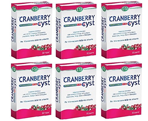 Cranberry cyst 6 Packungen DA 30 ovalette Funktionalität Harnwege, Entwässerung der Flüssigkeiten und Verteidigung Dell'Organismus