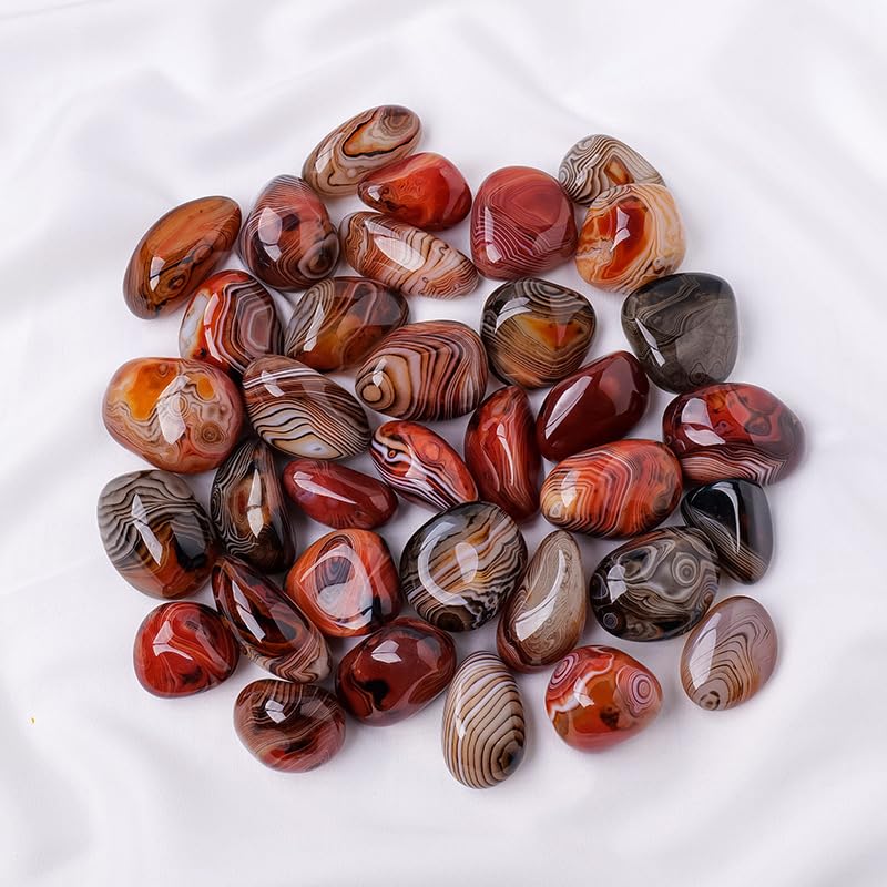 Namzi 500g Natural Crystal Stone, red Texture, Large Particle Rolling Stone, 3-5cm in Size. Play with Crystal raw Stone, Home Fish Tank Decoration Stone