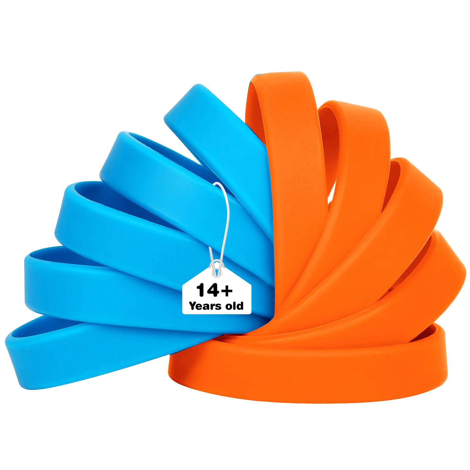 LVNRIDS 50 PCS Silicone Wristbands Rubber Bracelets for Adult Orange/Blue, 8 inch Multicolor Silicone Wrist Bands for Business School Activity Party Music Festival
