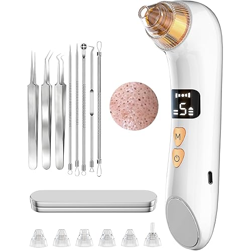 Upgraded Visible Blackhead Remover Pore Vacuum,Heating Facial Deep Cleansing,6MP HD Camera 25X Magnification Facial Pore Acne,Comedone Whitehead Extractor Tools for WomenMen,5 Suction Levels 6 Probes