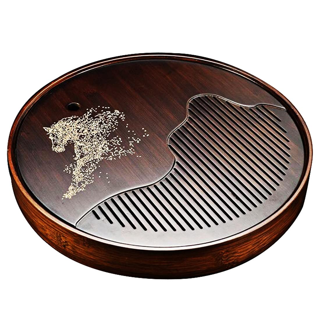 Plateau à thé en bambou, plateau de service japonais chinois gongfu avec réservoir, mini boîte à thé pour la maison