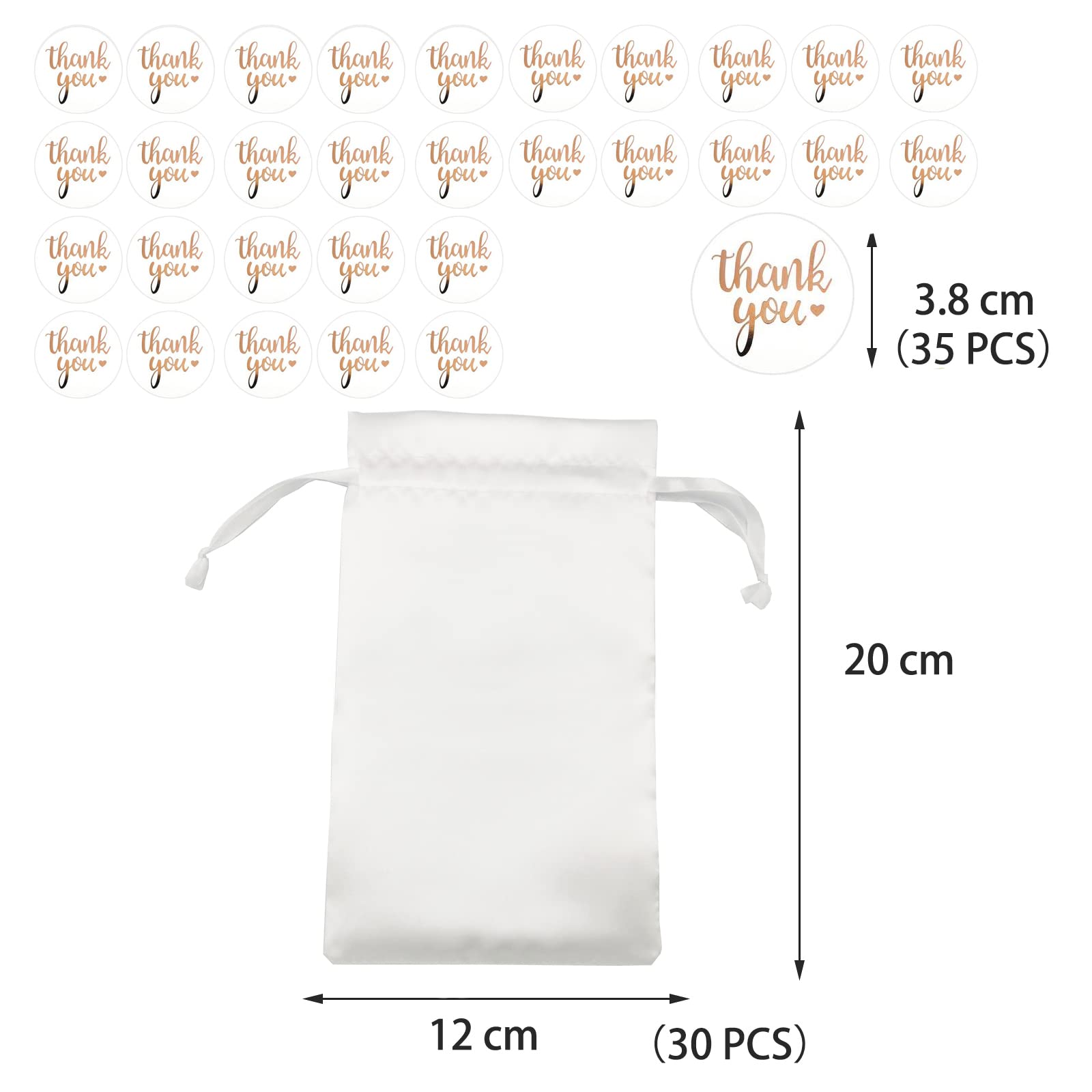 30 Pezzi Sacchetti Regalo Raso Bianco 12 cm x 20 cm,Borse per Gioielli Regalo di Matrimonio Borse con Coulisse Baby Doccia Sacchetti Regalo di Natale