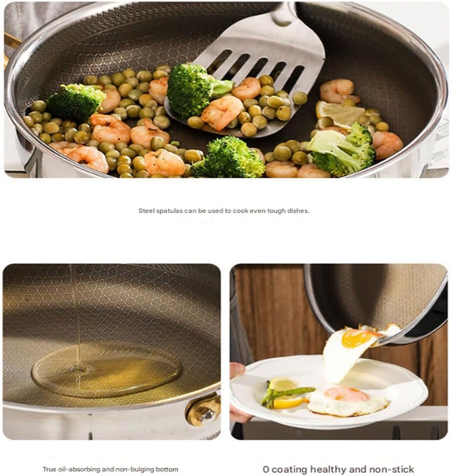 2026 New Titanium Hammered Pan Pro, Multifunctional Ultra-Durable Scratch-Resistant Non Stick, Even Heating for Cooking with All Cooktops,with lid,8.66in