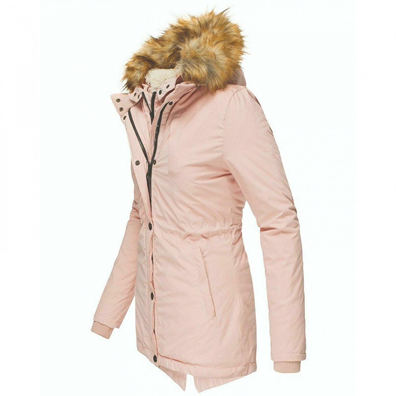 Damen Casual Funktionsjacke Winterjacke Steppjacke Jacke Lang Stepp Warm Gefütterte Winter Jacke Mantel Parka Softshell Dicke Outdoorjacke mit Kapuze Sportlicher