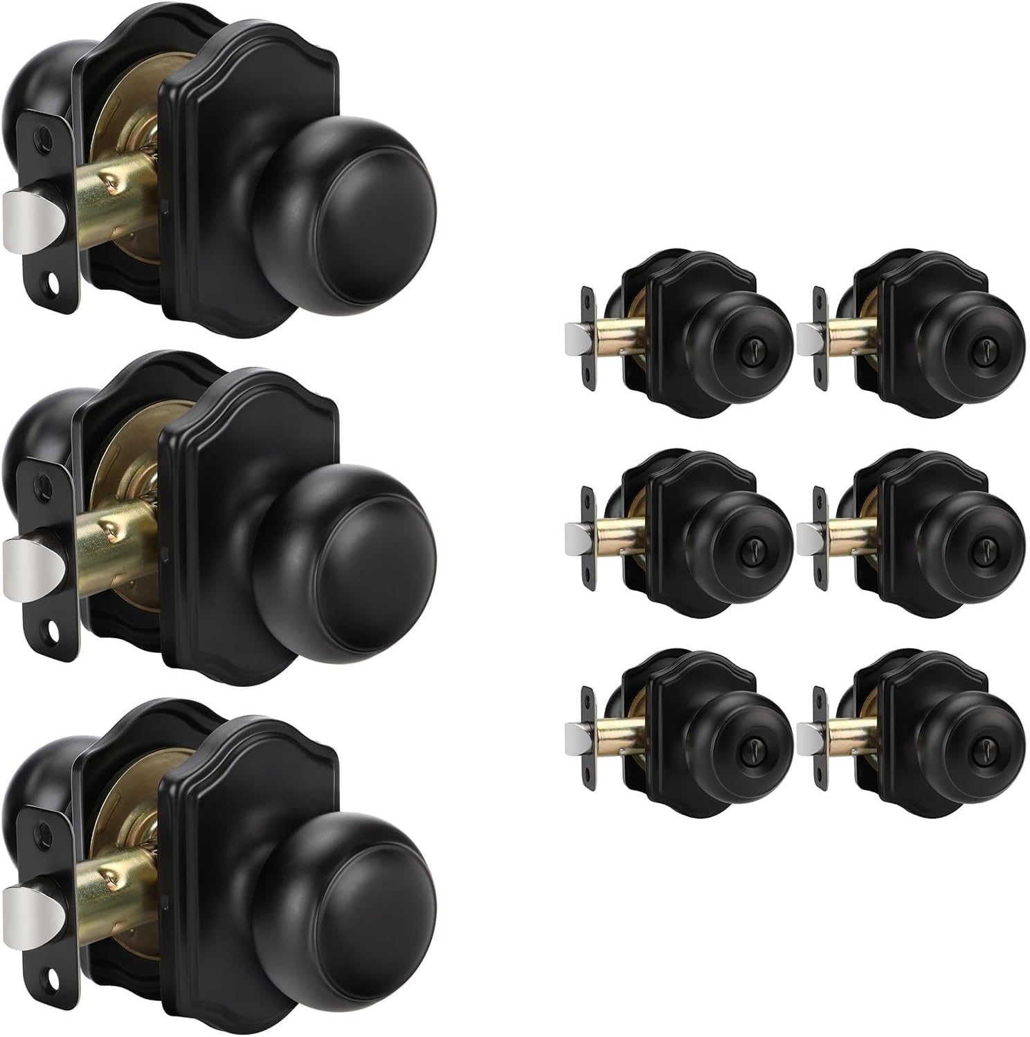goldenwarm Closet & Privacy Door Knob Bundle – 3-Pack Closet Knobs + 6-Pack Privacy Knobs