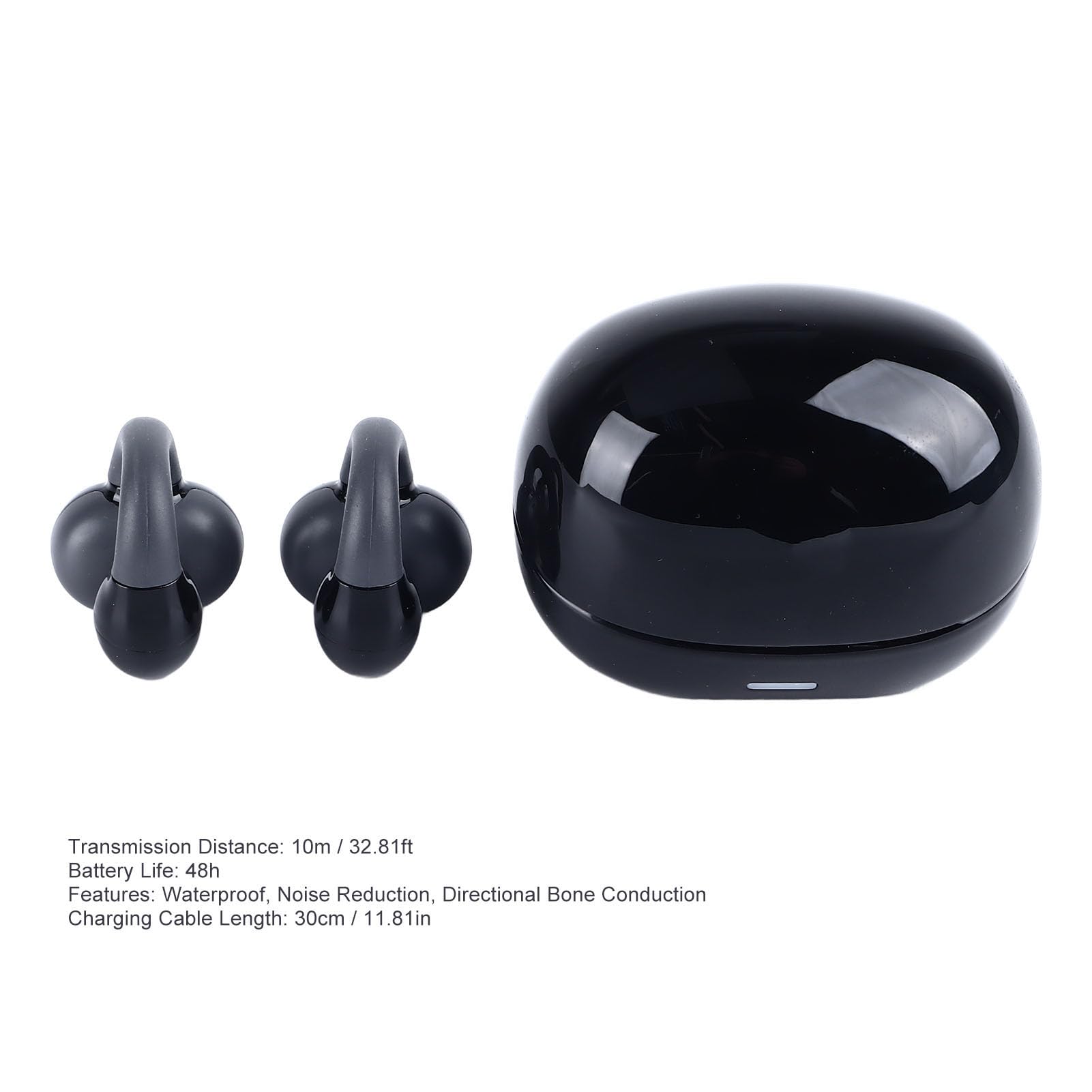 Bewinner Auricolari Wireless Clip per Orecchio Cuffie a Conduzione Ossea Bluetooth 5.3 Cuffie Auricolari Aperte con Custodia di Ricarica per Sport Corsa Allenamento in Bicicletta (BLACK)