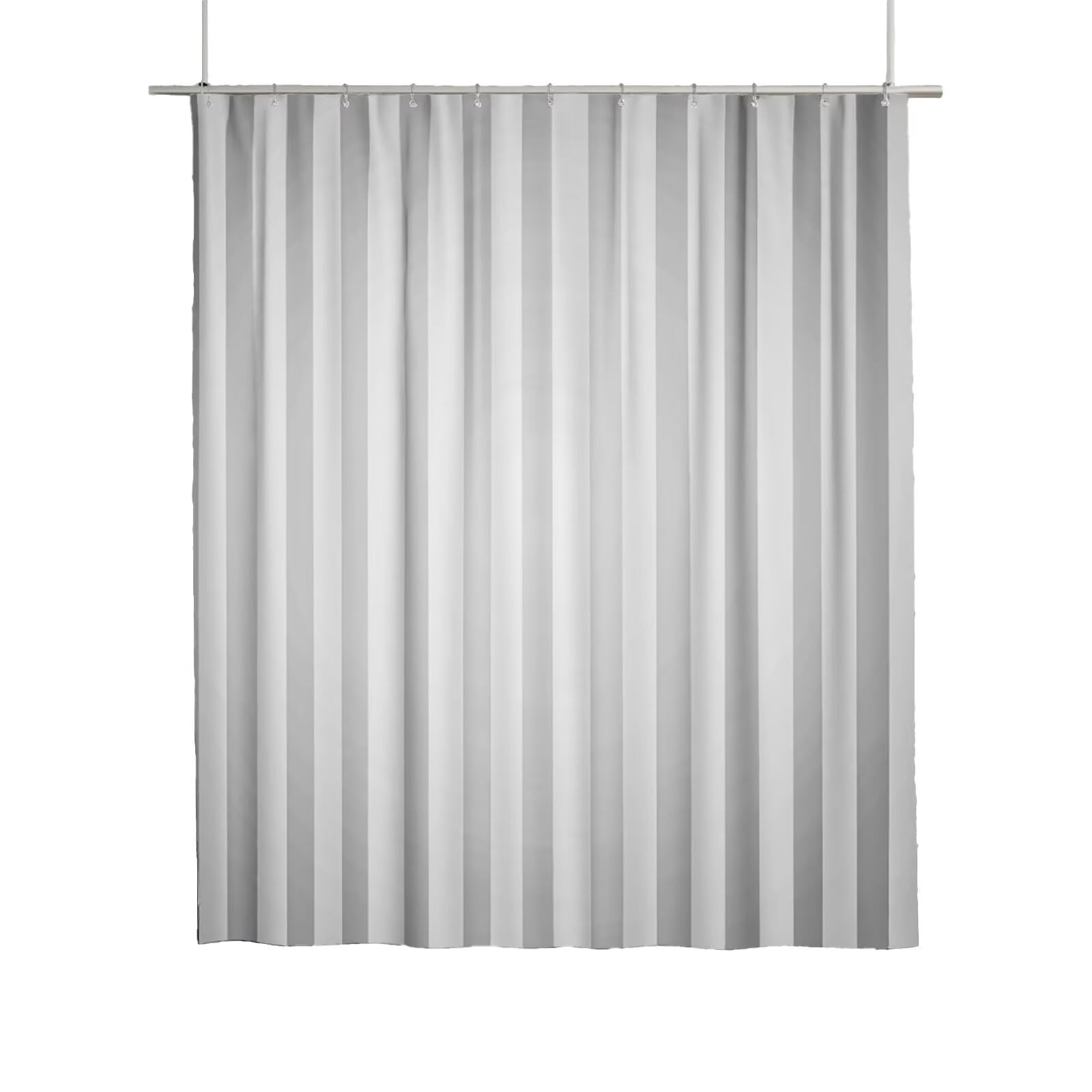 Rideau de douche gris 180x180 cm en tissu polyester lavable avec 12 crochets