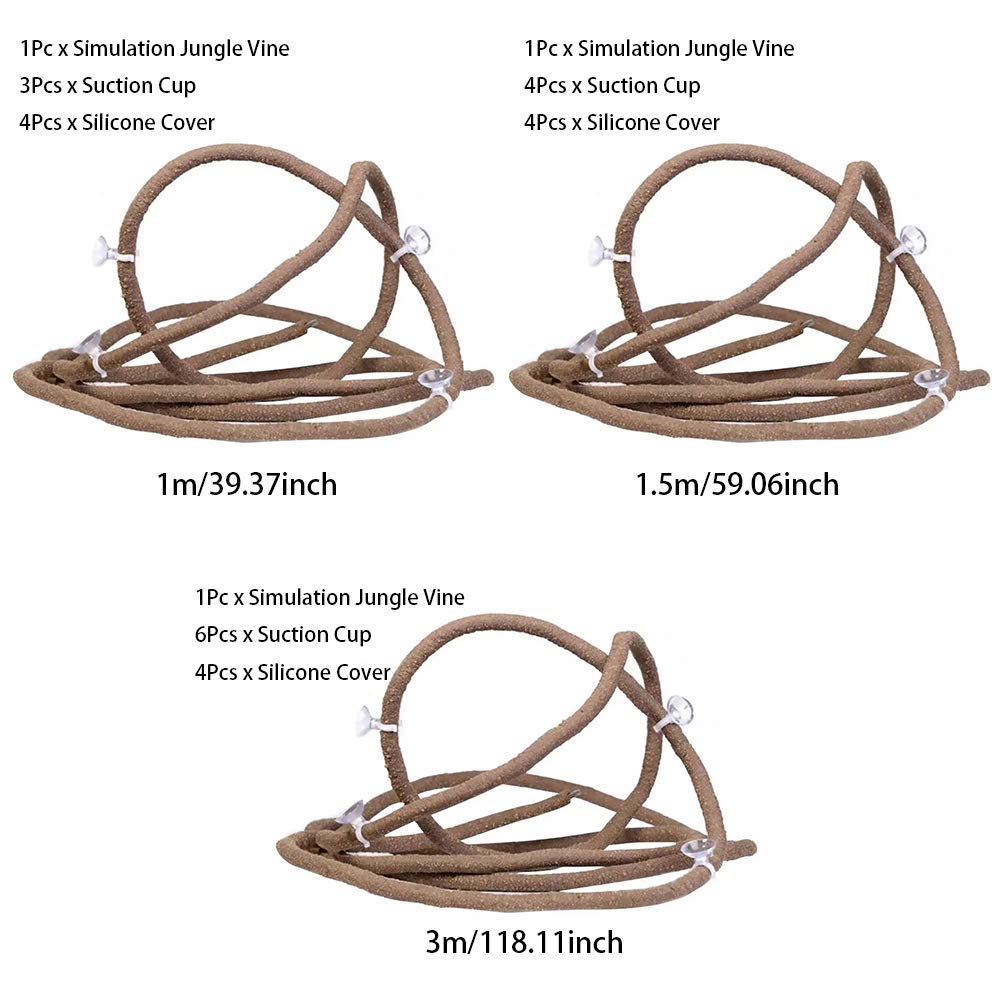 POHOVE Petit Animal Bend-A-Branch Jungle Vigne de Compagnie Habitat Décor avec Ventouses, Flexible Décor, Reptile Grimpeur Long pour Lézard, Serpents Et Plus Alpinisme - comme Image Show, 39.37inch