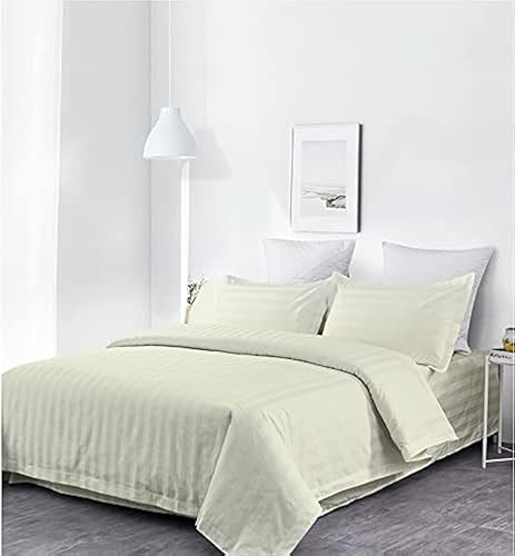 Miniatura 2 de Juego de ropa de cama de 3 piezas, funda de edredón de 100 % algodón, súper suave, a rayas, tamaño Queen  matrimonial, color azul