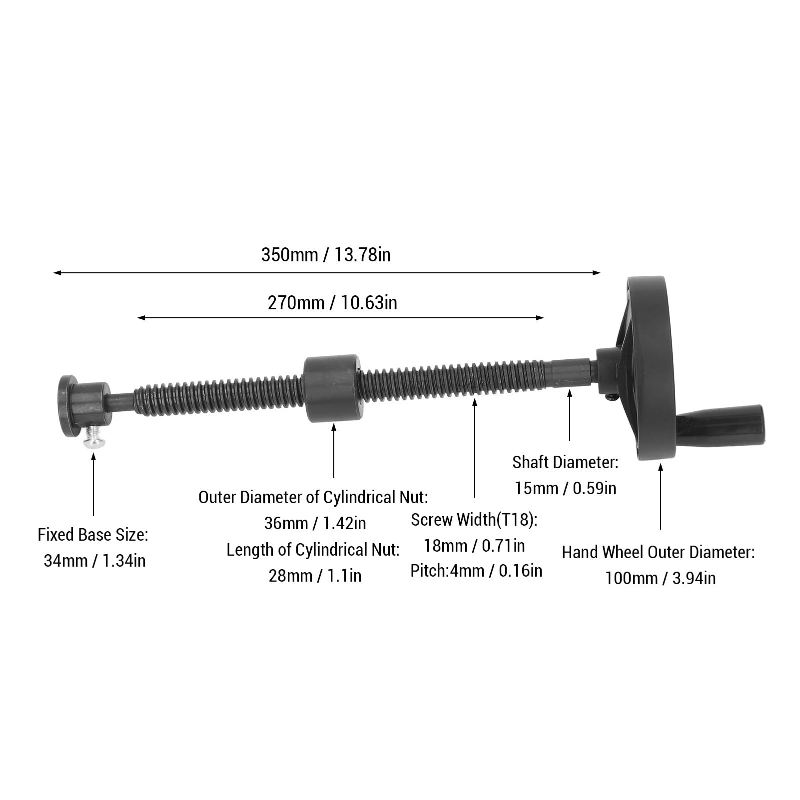 Vite per Morsa Banco, T18 Vite Banco con Buon Cuscinetto Autobloccante con Volantino 100 Mm, Morsa Fai-da-te per Carichi Pesanti, per Progetti di Lavorazione del Legno