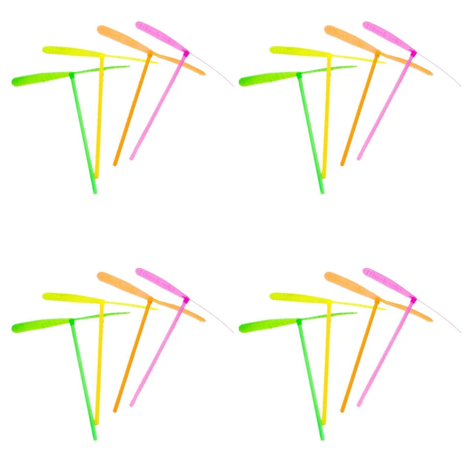 ERQUET 15 Pcs Hand Rub Flying Propellers, Lightweight Outdoor Flying Novelty for Garden Games, Retro Dragonfly Manual Spin Helicopters, Parties & Event Bag Fillers, Assorted Colours