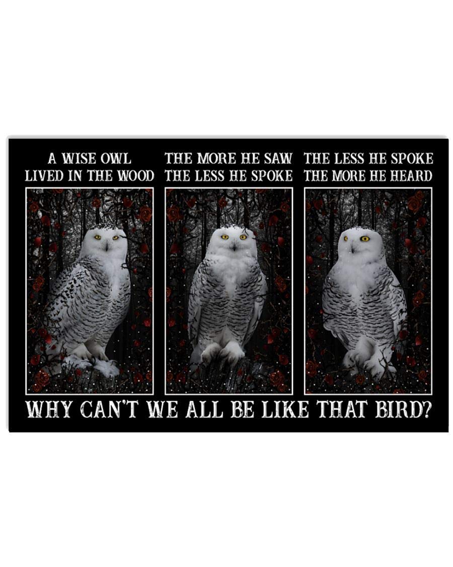 TNND Owl A Wise Owl Lived Wood Why Can'T We Be Poster Home Decor Father's Day Birthday Gift Metal Signs 12X16 inch