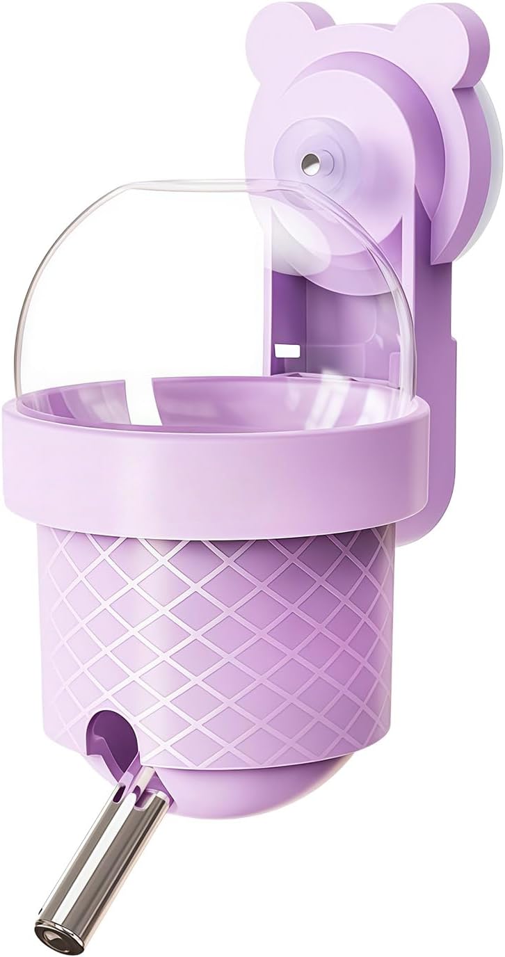 ICES Creams Themed Small Animal Water Feeders with Silicones Suction Cup Drinking Feeders Dispenser Bottles Cones Shape Hamster Water Bottles