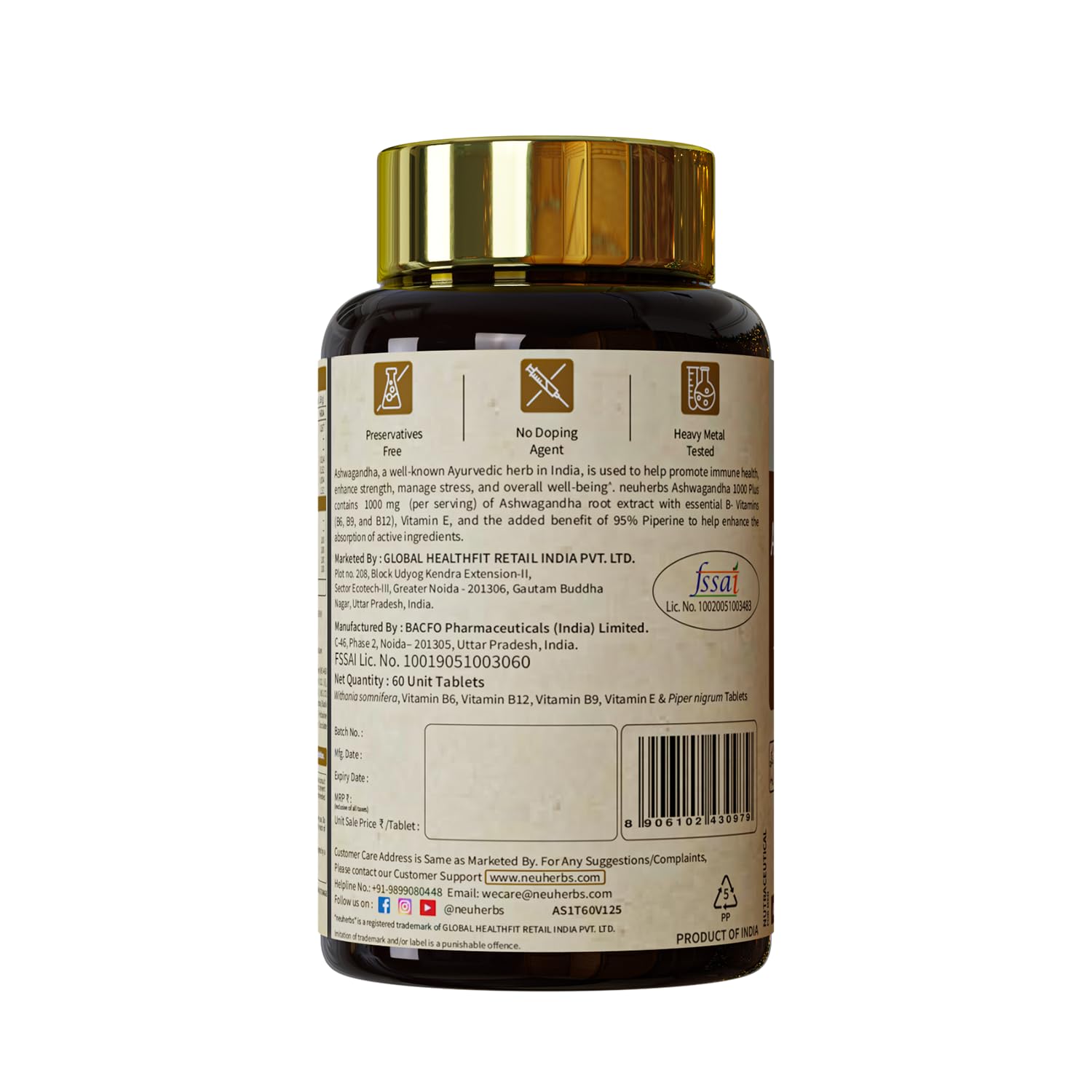 Neuherbs Ashwagandha 1000 Plus (Management of anxiety and stress relief) normal wellness, immunity booster and vitamin E & Complex for improvement with vitamin E&B -Complex enhanced absorption and antioxidant - 60 tabs - 60 tabs - 60 tabs Neuherbs Ashwagandha 1000 Plus (Management of anxiety and stress relief) normal wellness, immunity booster and vitamin E & Complex for improvement with vitamin E&B -Complex enhanced absorption and antioxidant - 60 tabs - 60 tabs - 60 tabs