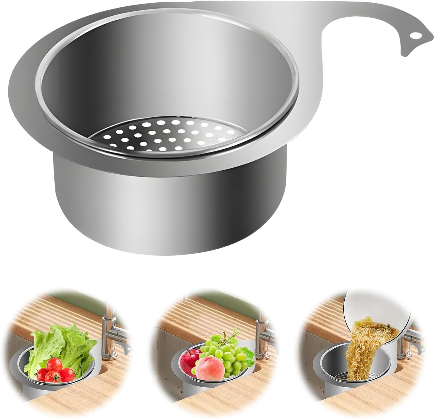 BITTZOOT Stainless Steel Sink Strainer Basket Swan Drain Rack Multipurpose Triangle Sink Drain Basket Hanging Filtering Draining Rack for Sink Kitchen Vegetables Fruits Drain Basket Filter (7 CM) (B0D4VPJKGB) Amazon Price History, Amazon Price Tracker