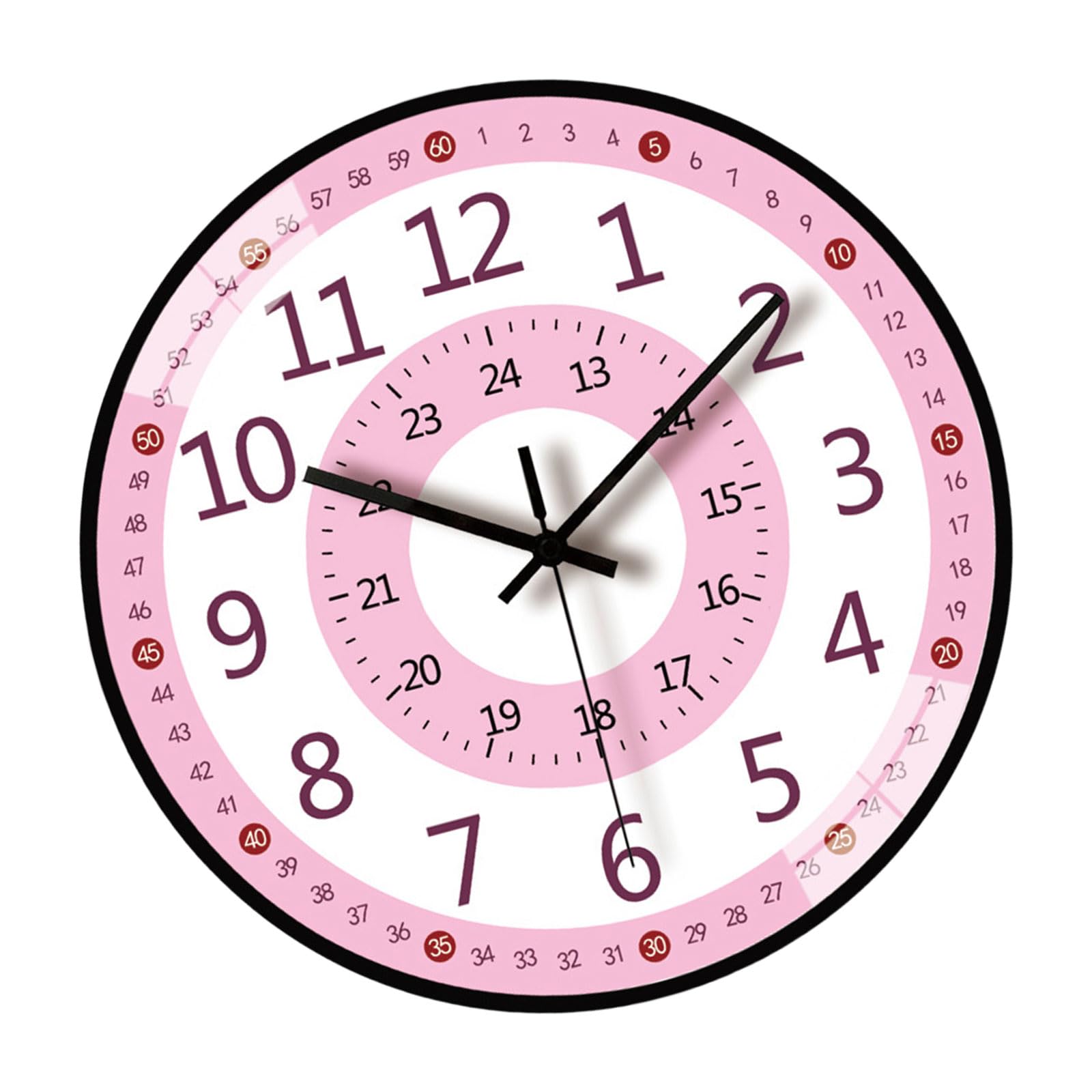 Tsophreniq Educational Wall Clock Telling Time Teaching for Kids Quiet with Large Number for Easy Time Learning Early Education