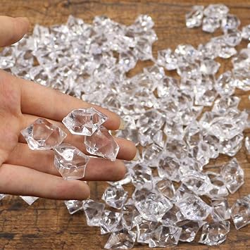 TITA-DONG Diamond Crystals Ice Cubes, Clear Fake Crushed Ice Rocks, Transparent Fake Diamonds, Acrylic Crystal Diamond for Wedding Party DIY Ornaments Beads Wedding Party#1