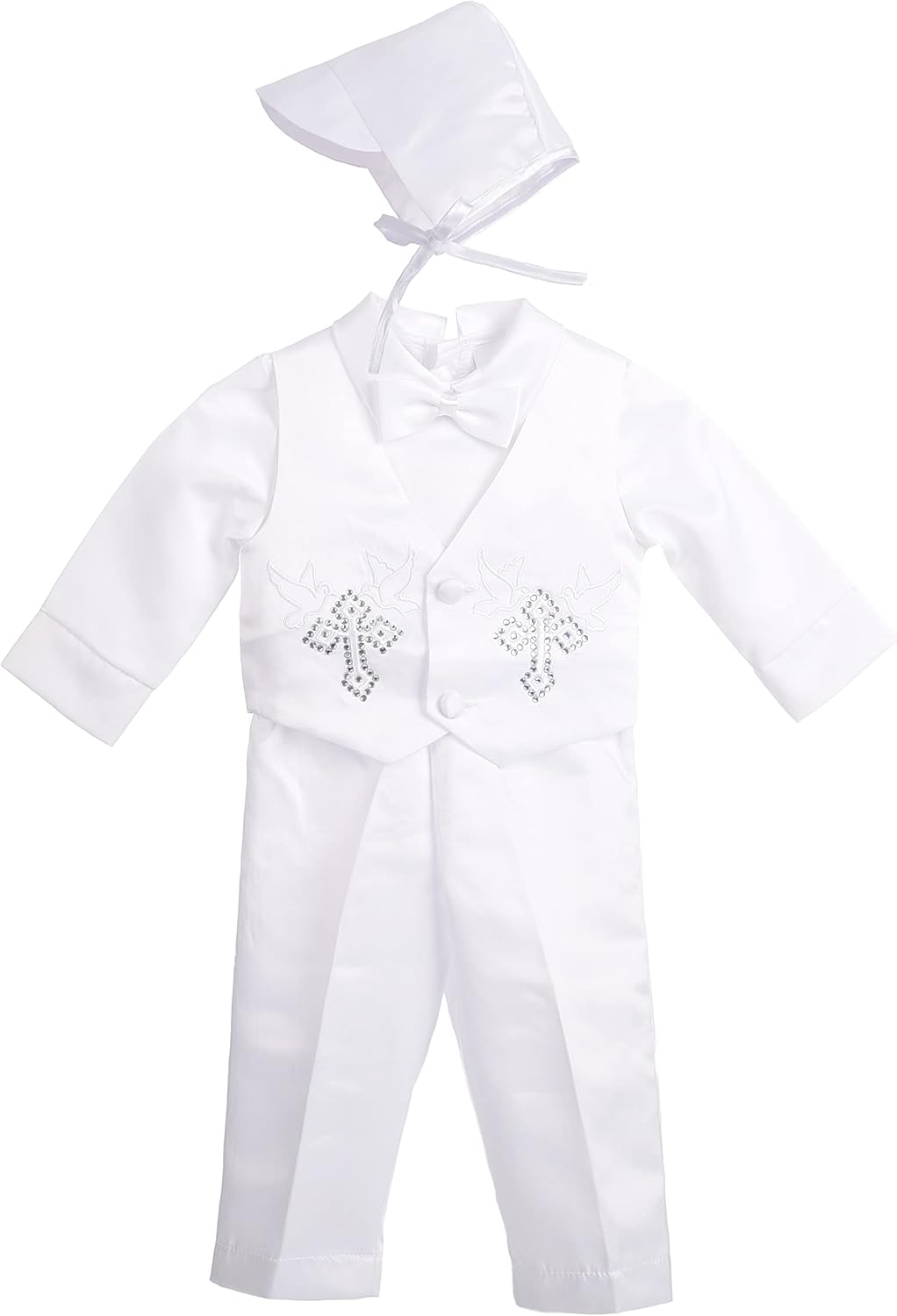 Lito Angels Baby Boys Christening Clothing Baptism Outfits with Bonnet Short Long Sleeve White Suit