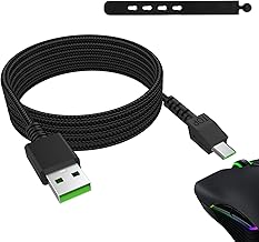 USB Braided Mouse Charging Cable Compatible with Razer Naga Pro, DeathAdder V2 Pro, Basilisk, Viper Ultimate Wireless Gaming Mouse Charging Cord, Black