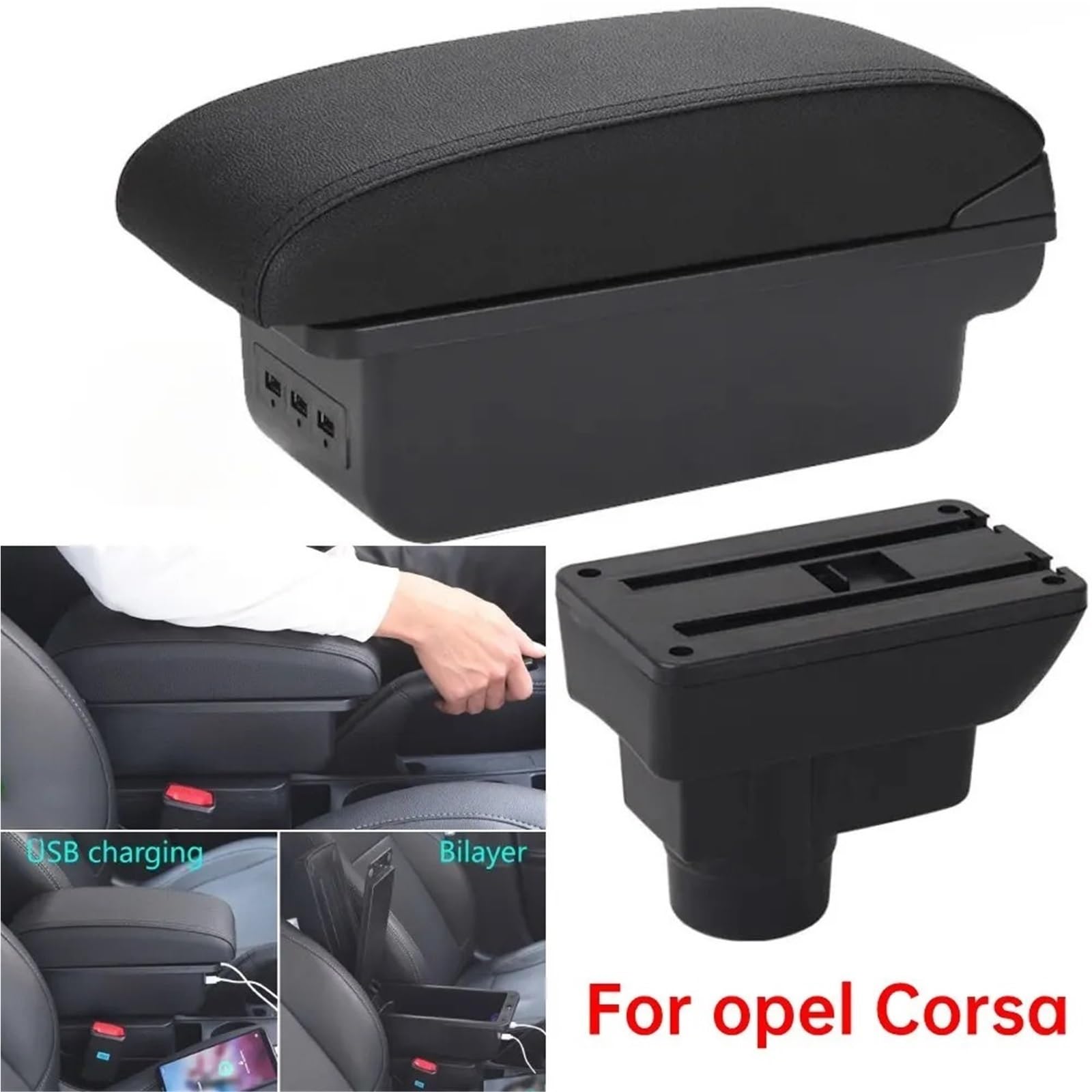 Bandeja de Silicona para Consola Reposabrazos compatible con Opel Corsa, reposabrazos, respaldo, piezas interiores, caja de almacenamiento, piezas de actualización.(A1)