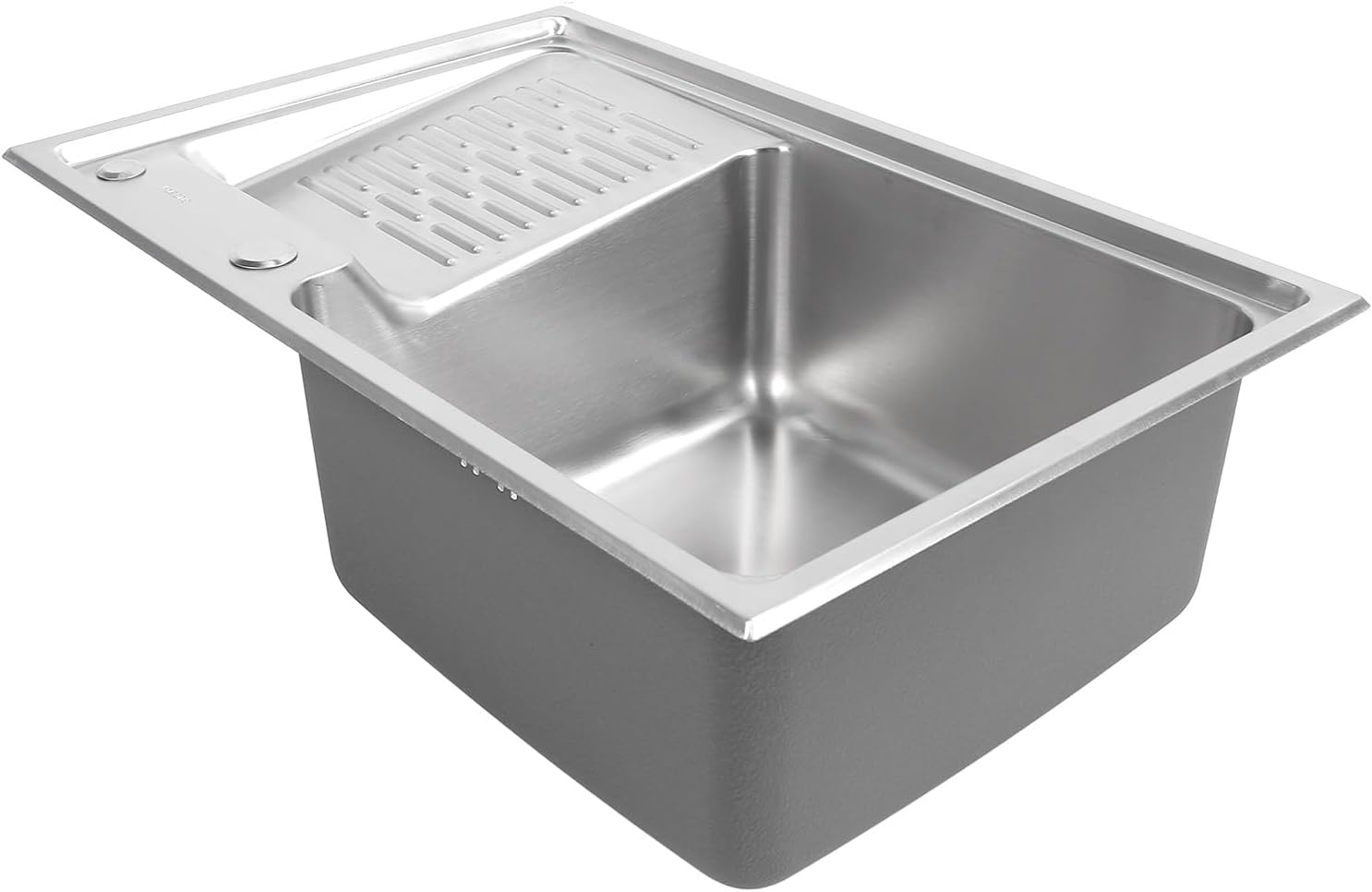 Aramox 26.8x17.7in Drop In Kitchen Sink Workstation Sink Ledge Topmount 304 Stainless Steel Single Bowl Deep 8.3in Basin with Noise Reduction Pads for Kitchen Bathroom RV