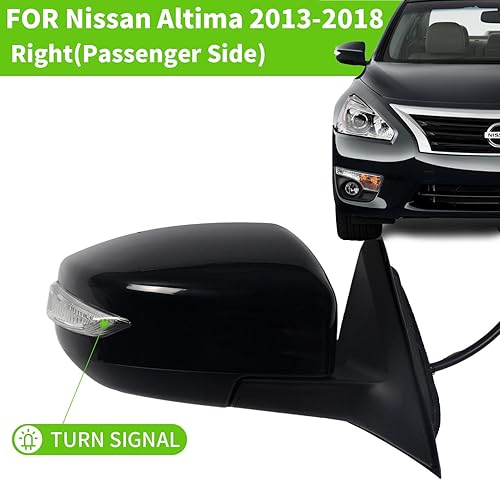 Miniatura 2 de Espejo lateral para puerta de coche para Nissan Altima 2013-2018 lado del pasajero  Vidrio ajustado  Vidrio calentado  Indicador de giro LED