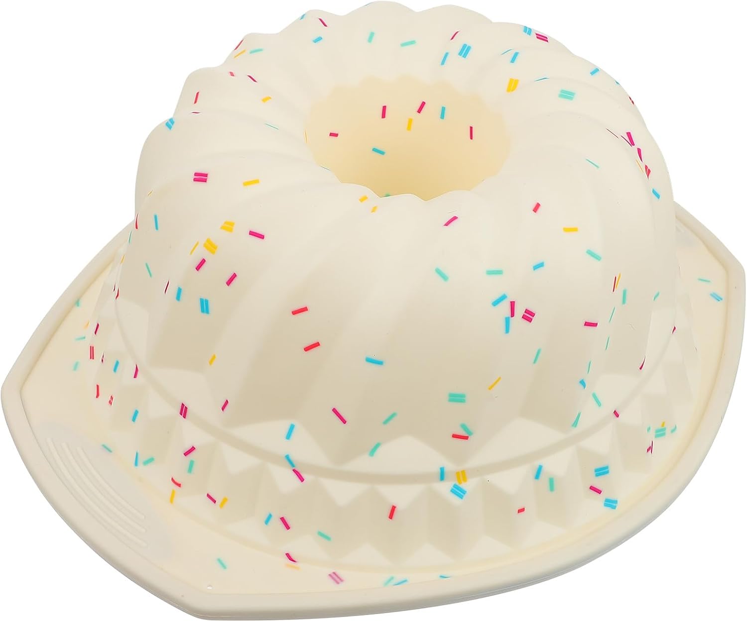 TOYANDONA Silicone Savarin Cake Mold 12-inch Ring Baking Pan with Removable Bottom, Candy Color Non-stick Silicone Bakeware for Home Kitchen Baking Random Color