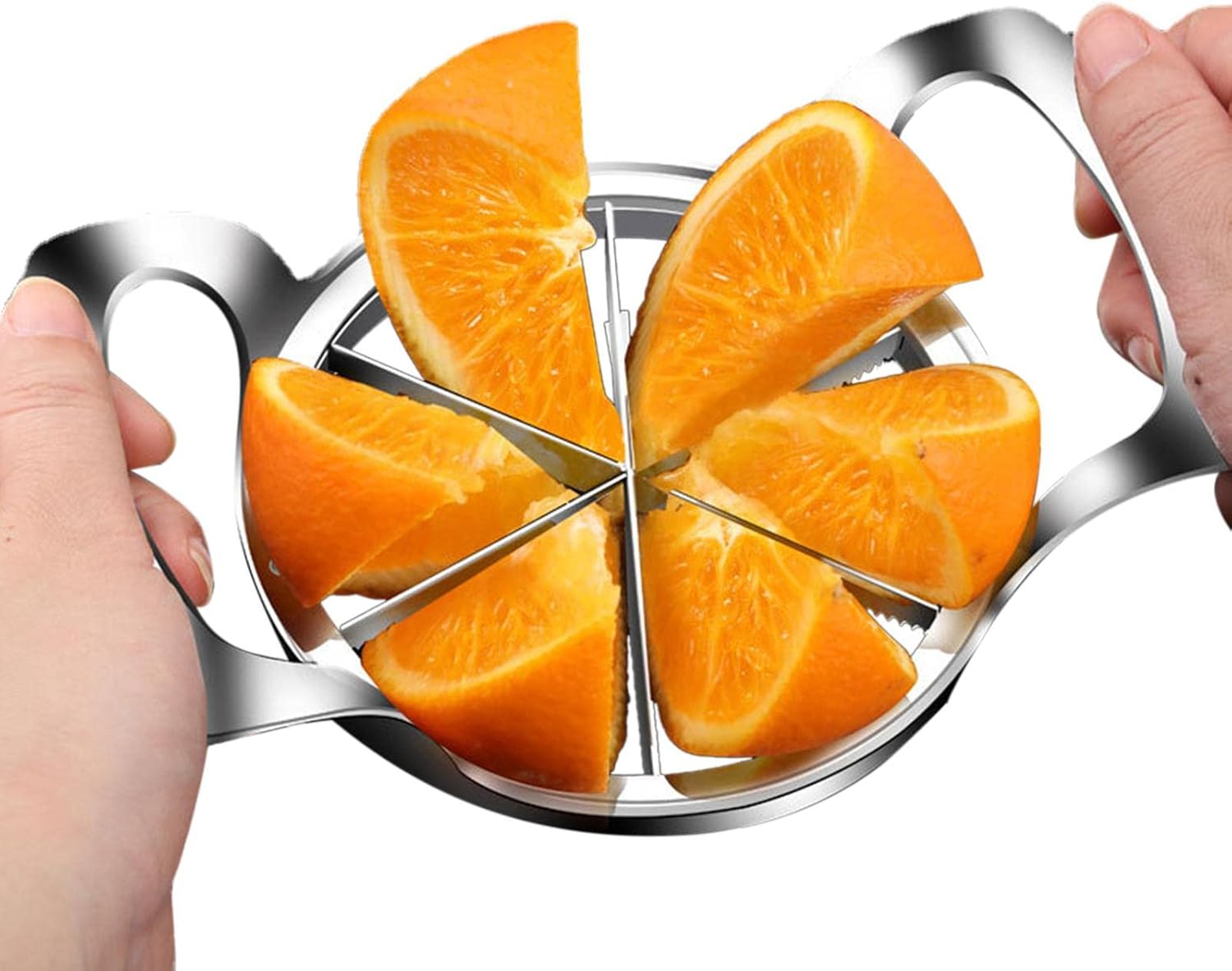 Stainless Steel Orange Slicer with 6 Blades and Ergonomic Handle Heavy Duty Sturdy Divider Kitchen Gadget for Orange Dragon Fruit/118