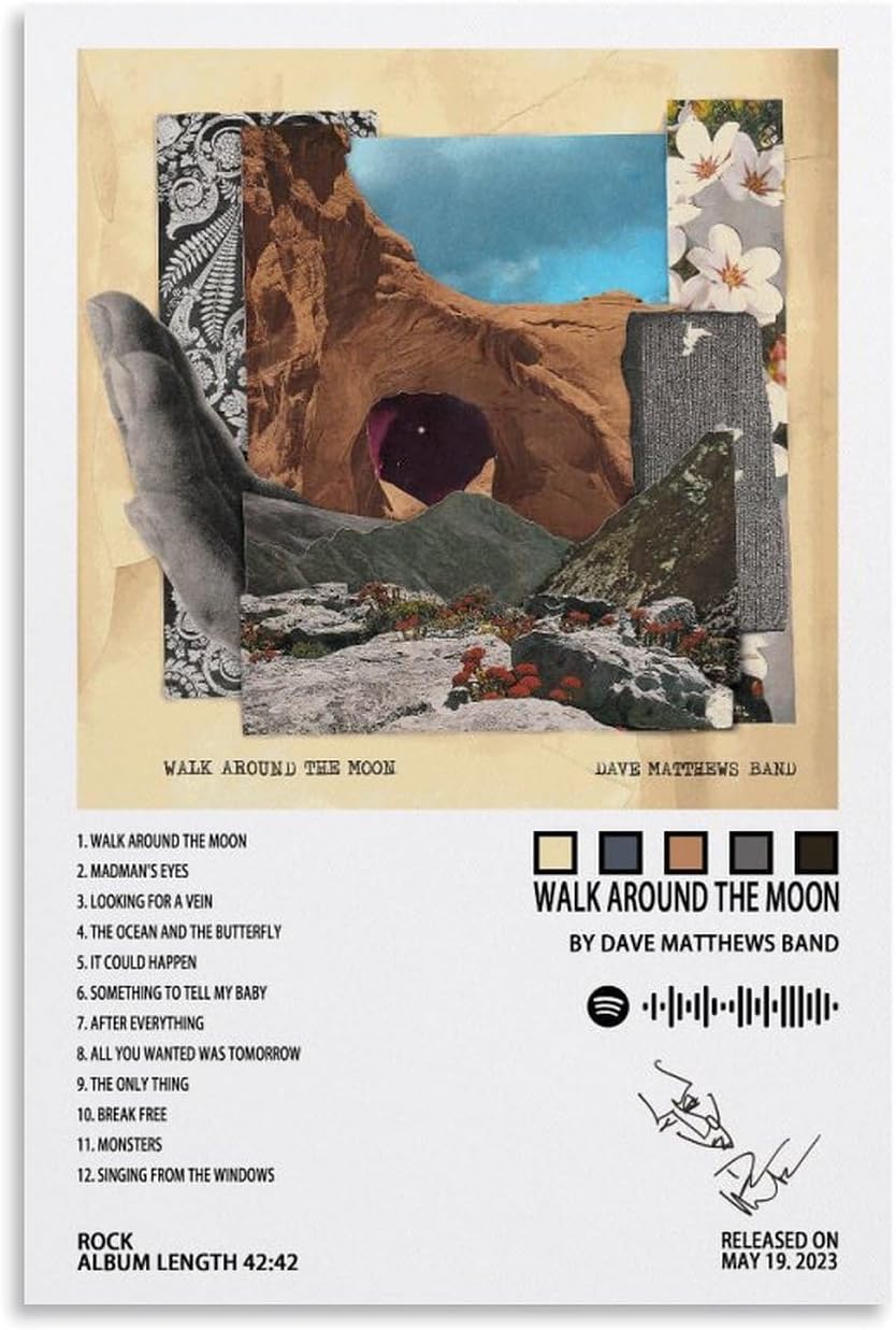 MOOOY Dave Poster Matthews Band Walk Around The Moon Album Cover Canve Posters for Room Aesthetic Decorative Painting Wall Art Living Room 12x18inch(30x45cm)