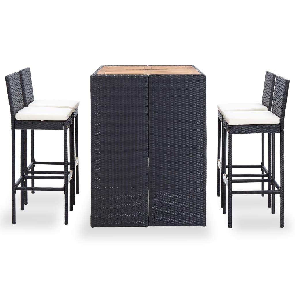 vidaXL Set da Bar da Giardino 5 pz in Polyrattan e Massello d'Acacia