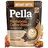 Pella Nutrition Mushroom Coffee Lions Mane, Reishi, Chaga, Cordyceps, Shiitake, Maitake, and Turkey Tail Mushroom Supplement Superfood Instant Coffee for Focus & Energy (Regular Caffeine, 60 Cups)