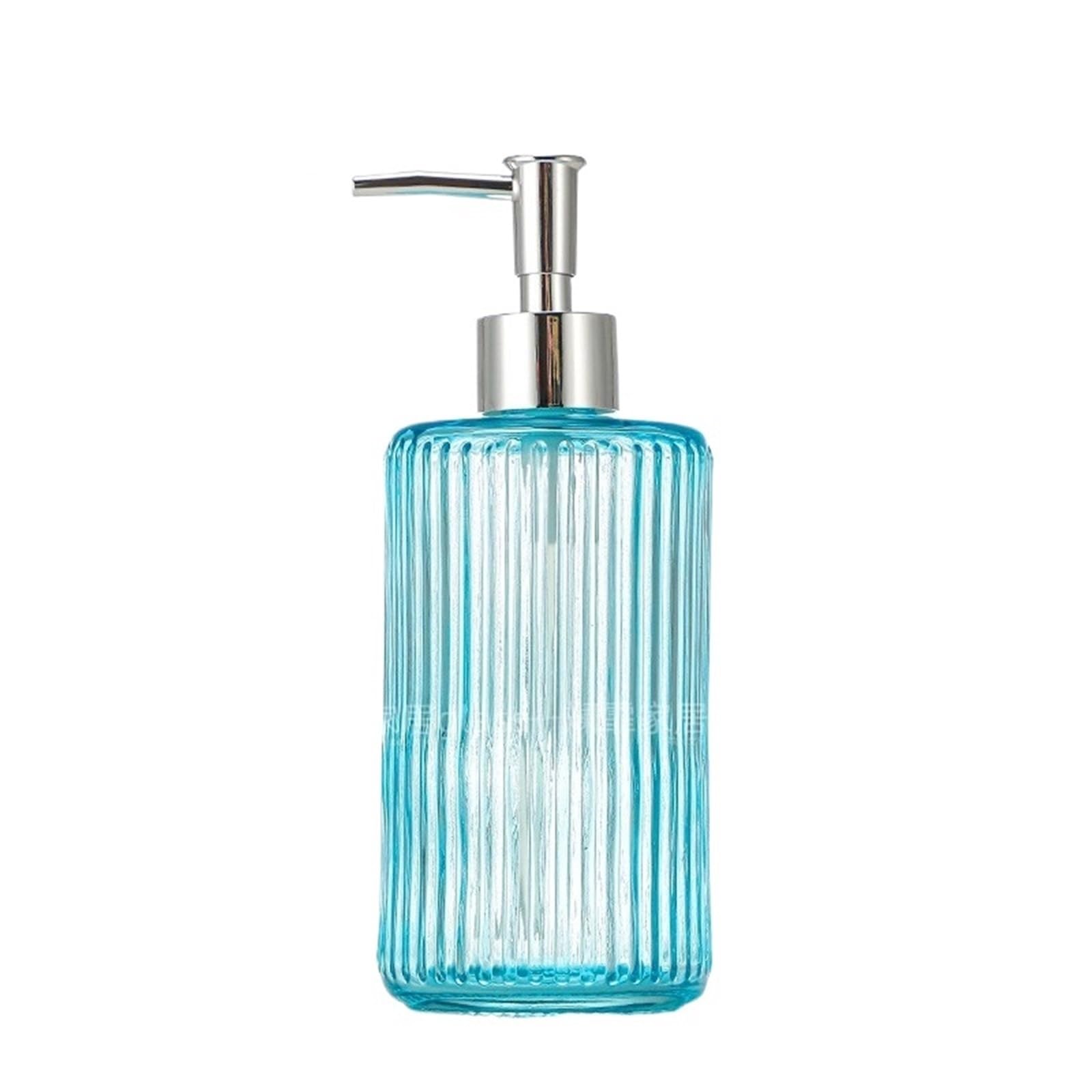 soap dispenser 500ml Large Capacity Glass Soap Dispenser Bathroom Shower Gel Lotion Press Pump Bottle(Blue)
