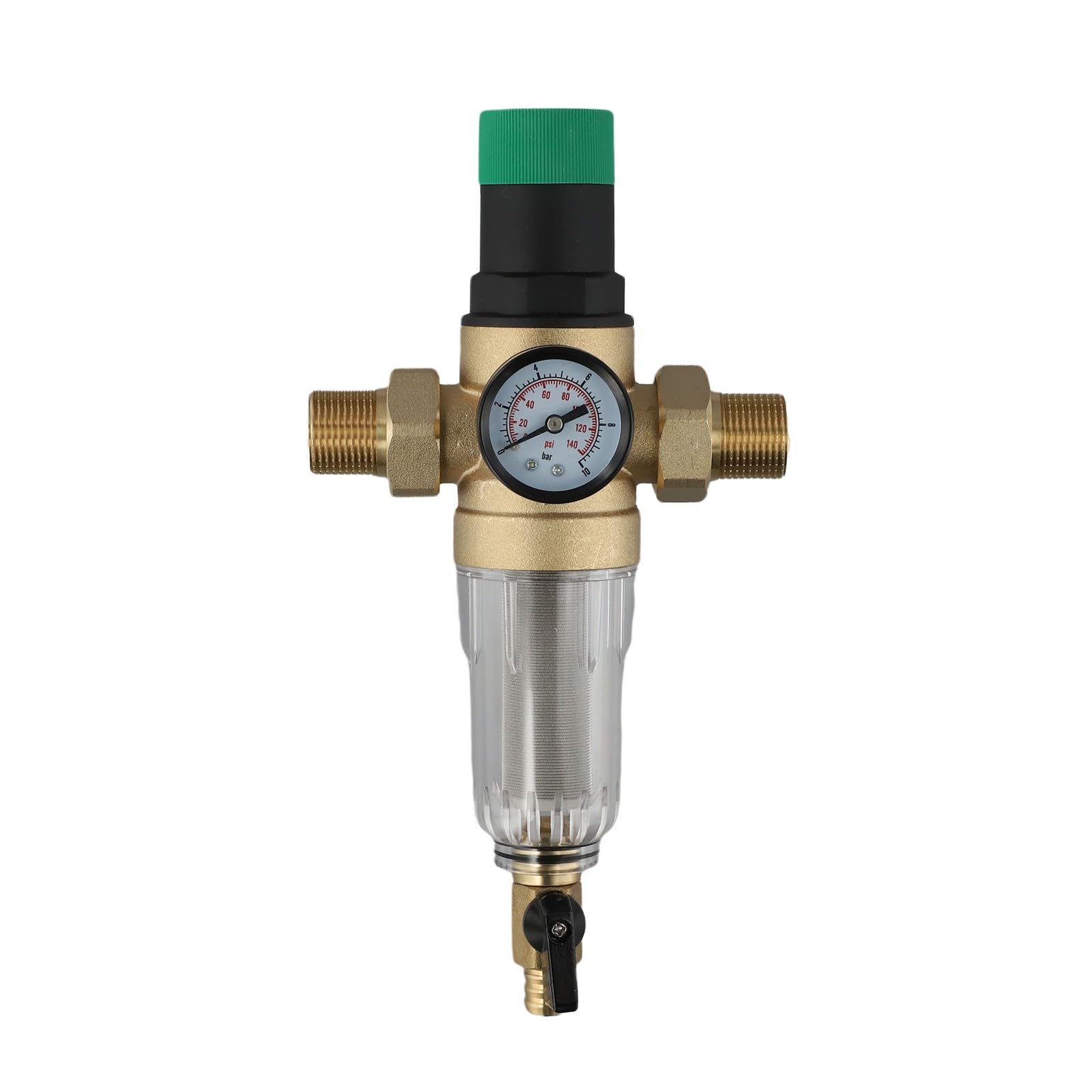 Válvula reductora de presión de agua de latón con filtro y manómetro de acero inoxidable, regulador de retrolavado DN15, DN20, DN25, instalación de agua en el hogar para protección