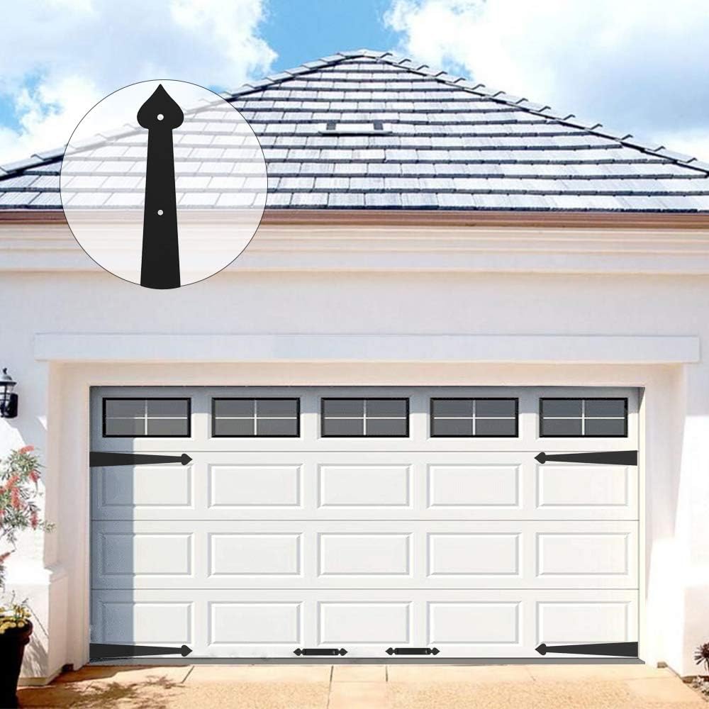 Decorative Garage Door House Hinge Handle Set, CCJH Antique Carriage House Accents Hardware Kit Heart Style (2 Handles, 4 Hinges)