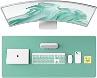 Vista 90 de YSAGi Protector de escritorio de cuero, tapete de oficina, alfombrilla grande para mouse, secante antideslizante de cuero PU, escritorio