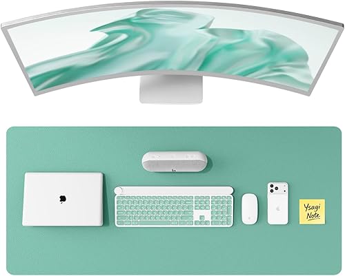 Miniatura 90 de YSAGi Protector de escritorio de cuero, tapete de oficina, alfombrilla grande para mouse, secante antideslizante de cuero PU, escritorio