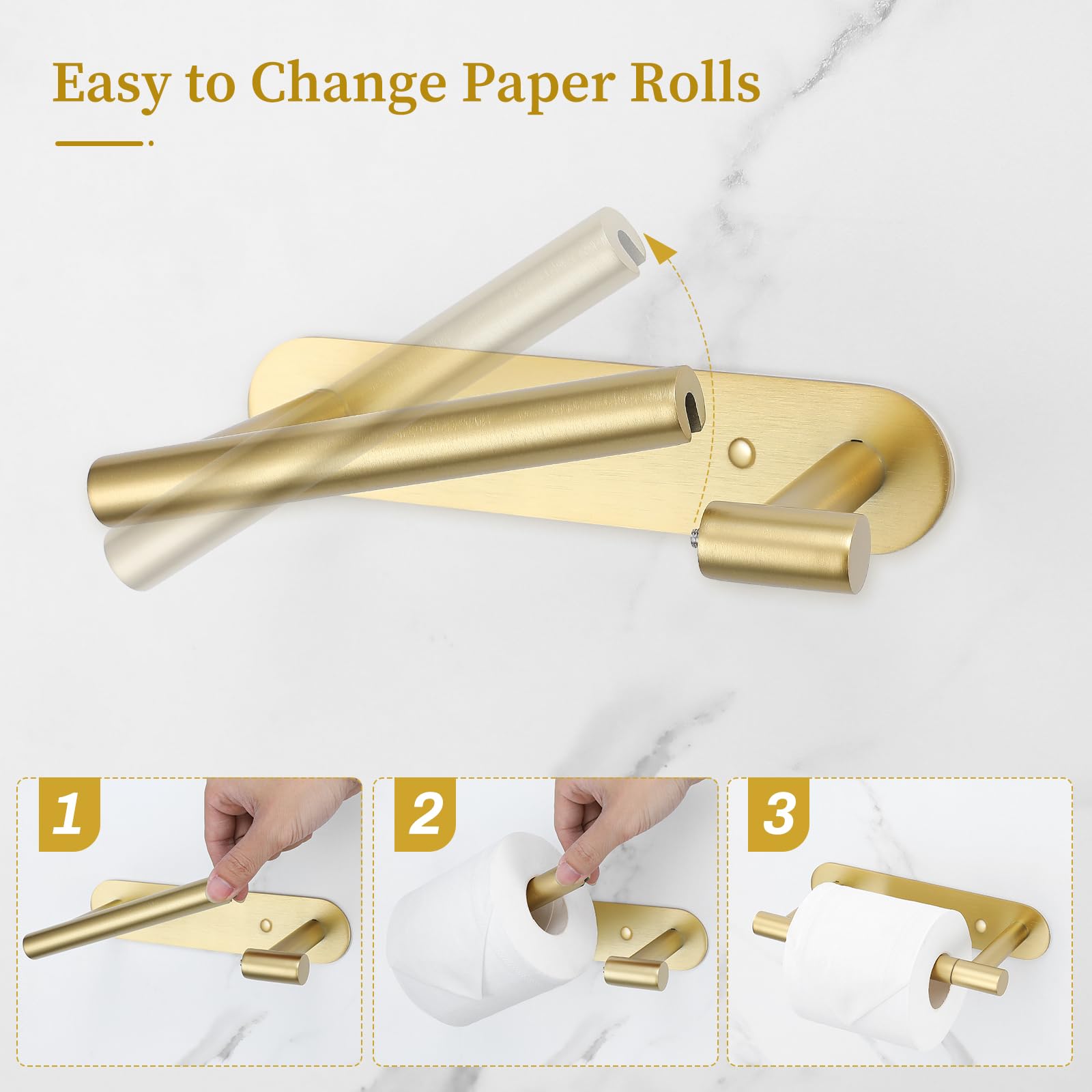 Brushed Gold Toilet Roll Paper Holder Wall Mount for Bathroom — Amazon image 3