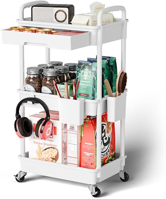 3 Tier Rolling Cart Organizer,Laundry Room Bathroom Organizers and Stora...