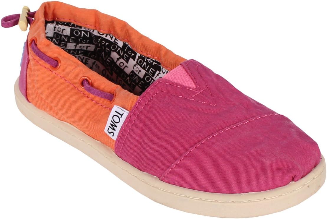 Toms - Youth Stonewashed Classic Slip-On Shoes, Size: 4.5 M US Big Kid, Color: Orange/Pink Stonewashed