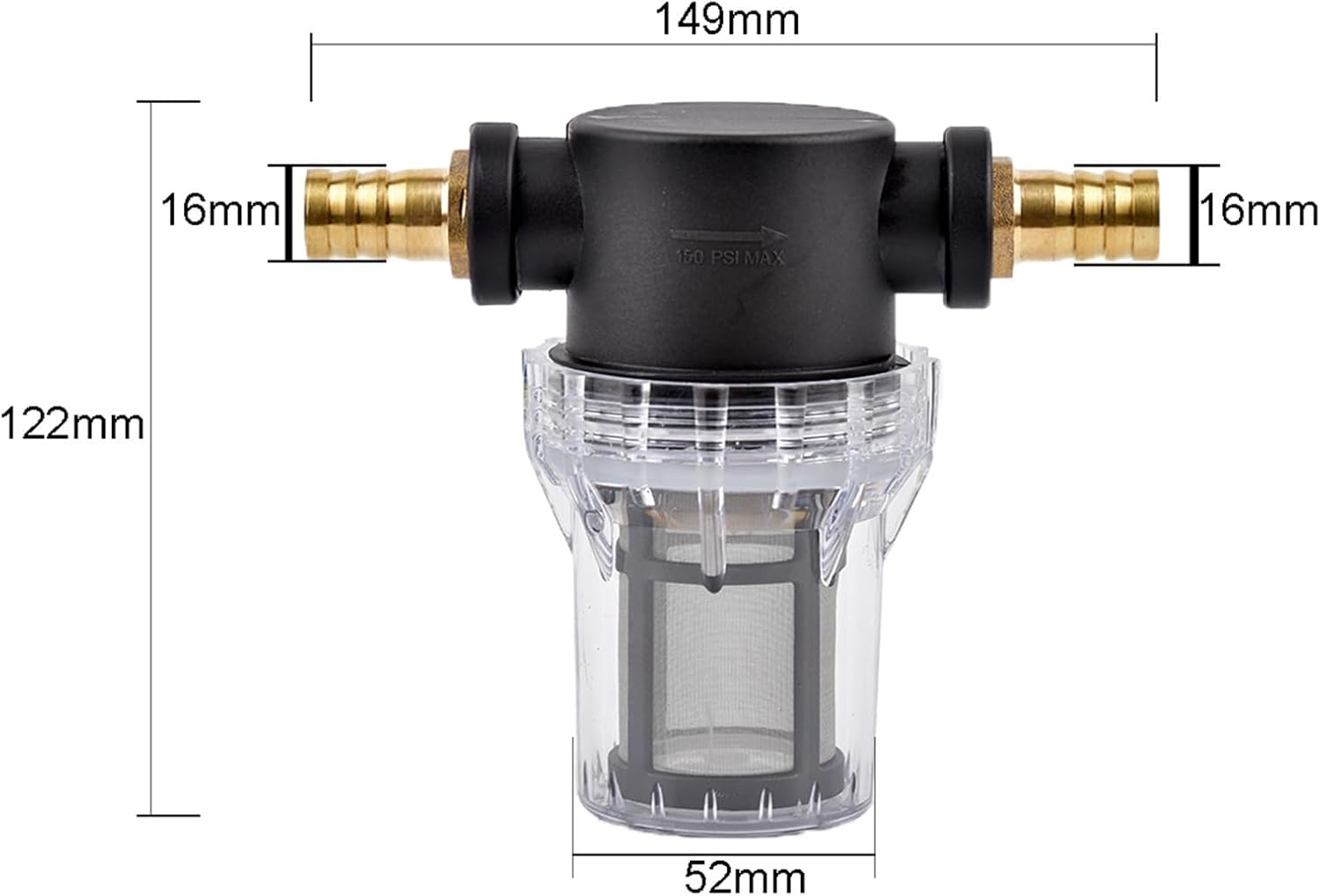 Garden Home 1/2" Garden Watering 80 Mesh Filter Agricultural Irrigation Filter Aquarium Fish Tank Pagoda Copper Joint Water Pump Strainer Filter (Color : 1I2 Inch-16mm)