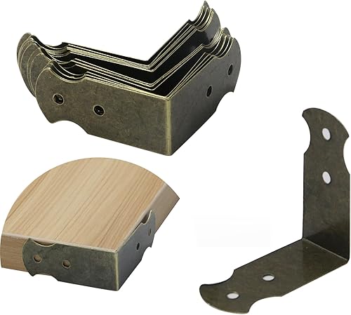Mcredy - 15 protectores de esquina de metal en forma de L, protectores decorativos de esquina para caja, protector de borde de esquina, bronce