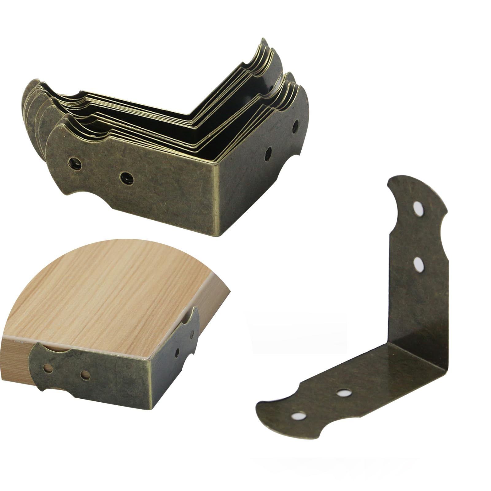 Mcredy Metal L Shaped Corner Guards Karcy Decorative Box Corner Protectors Corner Edge Guard Antique Bronze Pack of 15