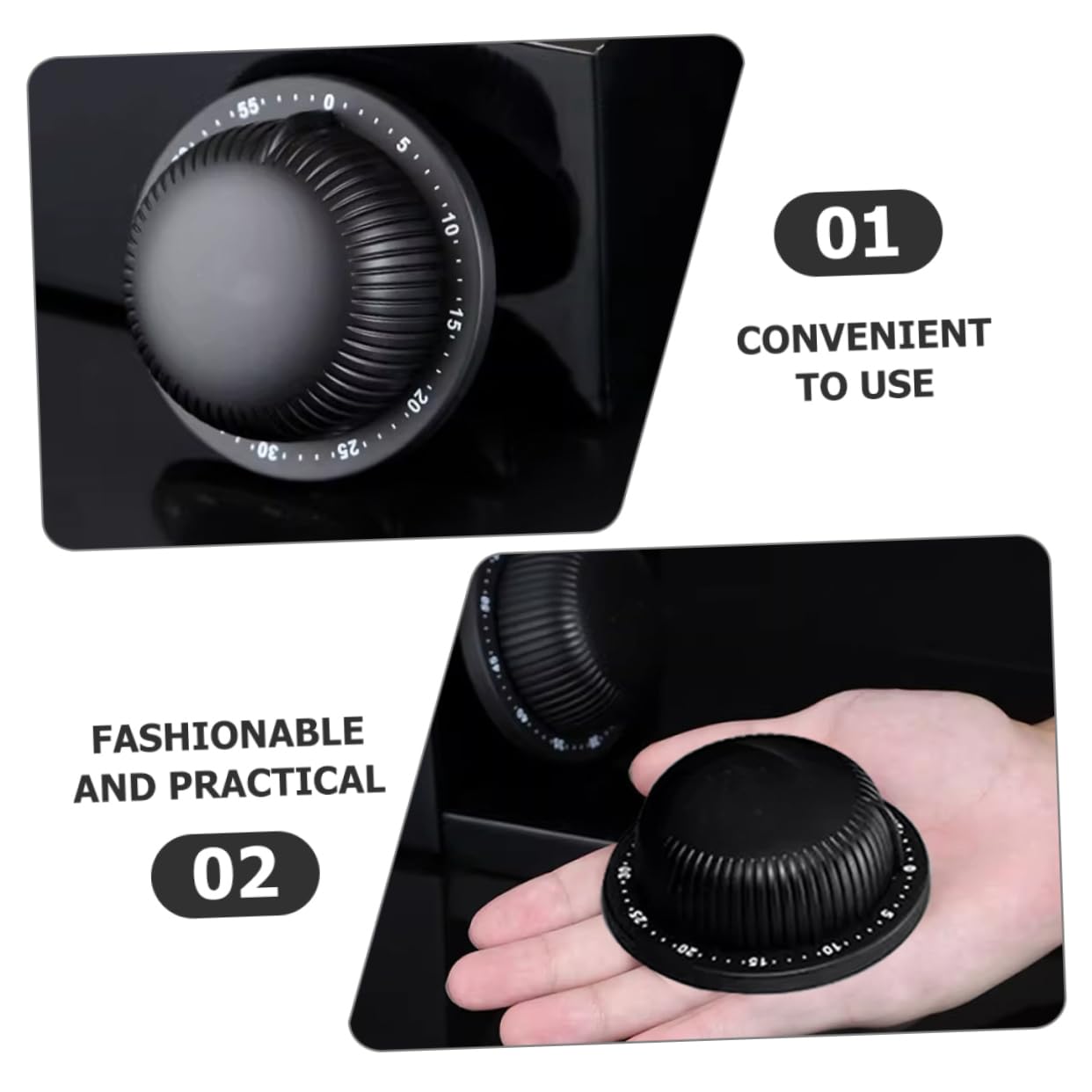 SHINEOFI 5 Piezas Temporizador De Cocina Temporizador para De Temporizadores para Mecánico Cocinando Dispositivo De Cronometraje para La Cocina El Plastico Negro