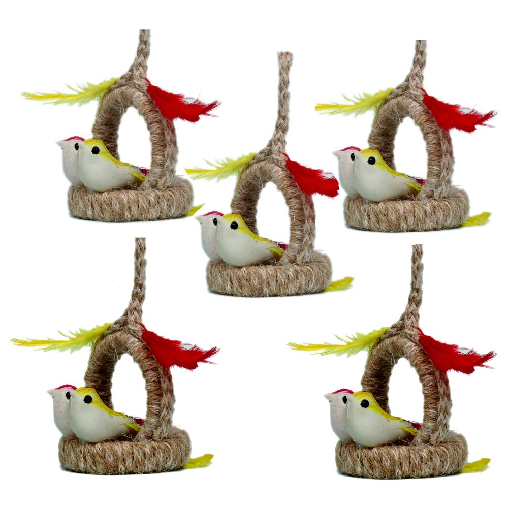 Oanik Artificial Bird Nest Hanging - Unique Jute Bird Hanging Nest - Charming Home Decoration Bird Nest Decor Lovely Beautiful Artificial Birds (B08475B4D9) Amazon Price History, Amazon Price Tracker