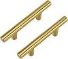 LONTAN 5 Pack Gold Drawer Handles 76mm Gold Kitchen Handles Cupborad Pulls for Cabinet Wardrobe Bathroom Stainless Steel