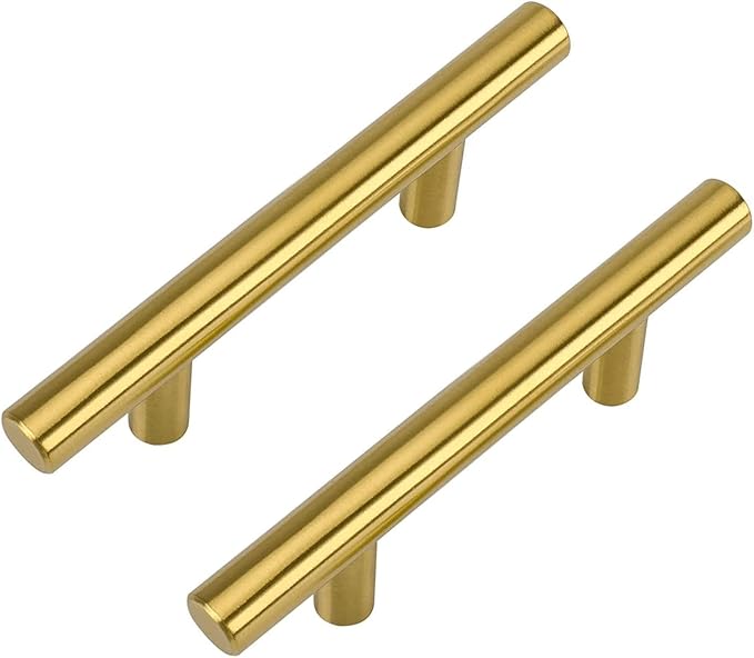 LONTAN 6 Pack Gold Cupboard Handles 64mm Gold Kitchen Handles Gold