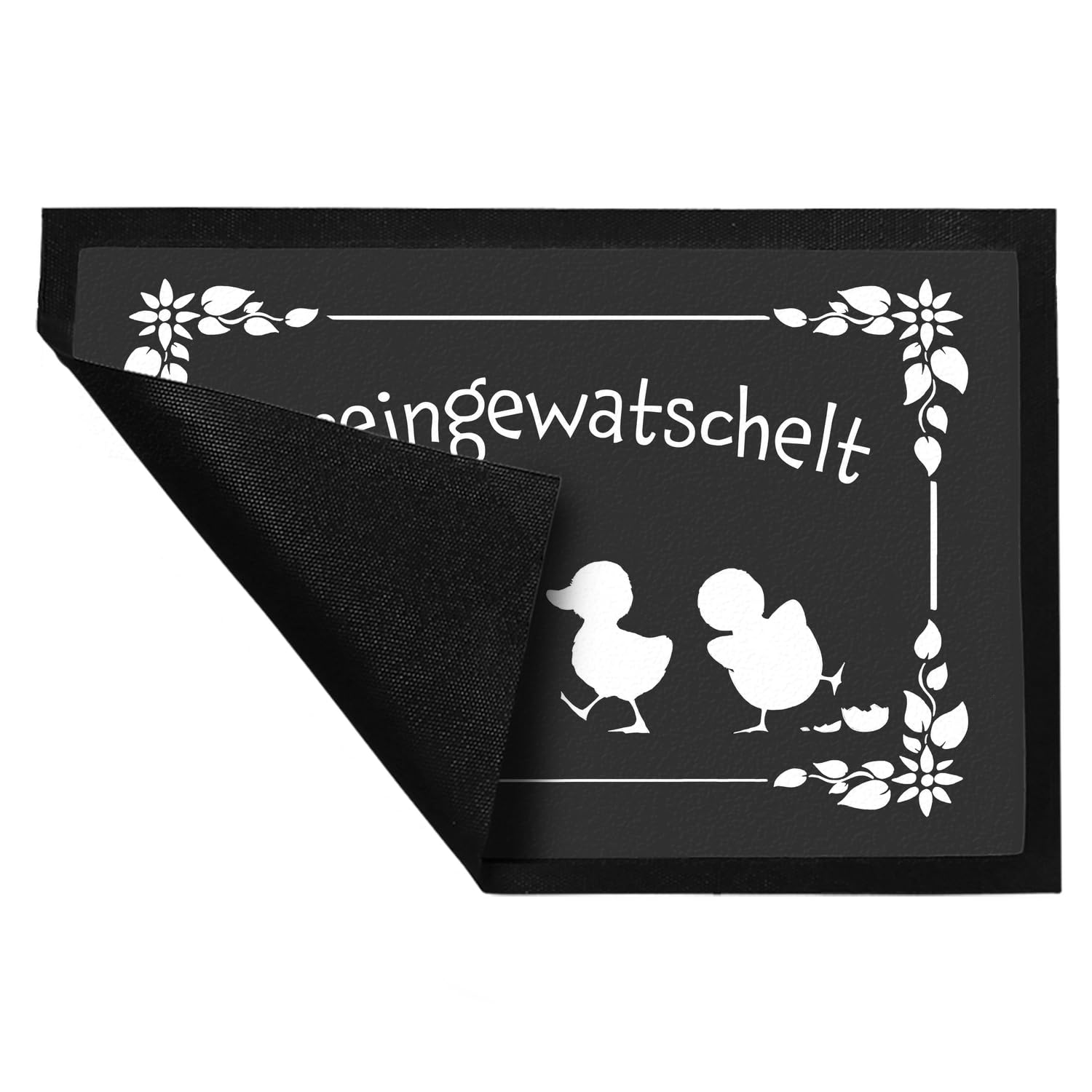 speecheese Hereingewatschelt Fußmatte XXL in 50x75 cm mit niedlichen Entchen für den Eingang als Frühlings- und Oster Dekoration oder um deinen Besuch zum Eintreten zu Bitten